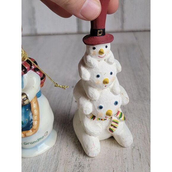 Snowman family stack variety read ornament Xmas set happy - Picture 7 of 12